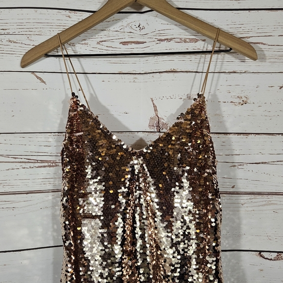 Sachin & Babi | Dolly Gold Sequin Organza Slip Dress NWT - Picture 4 of 7